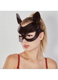 Коричневая кожаная маска  Кошечка - Sitabella - купить с доставкой в Новосибирске
