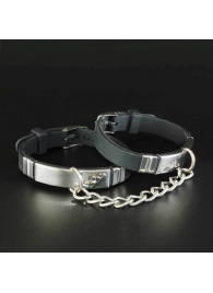 Черные силиконовые наручники с серебристой цепочкой - Sitabella - купить с доставкой в Новосибирске