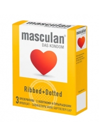Презервативы с колечками и пупырышками Masculan Ribbed+Dotted - 3 шт. - Masculan - купить с доставкой в Новосибирске