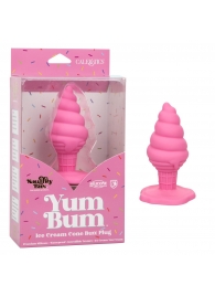 Розовая анальная пробка в виде мороженого Yum Bum Ice Cream Cone Butt Plug - 9,5 см. - California Exotic Novelties