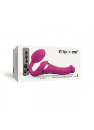 Ярко-розовый безремневой страпон Multi Orgasm Size S с клиторальной стимуляцией - Strap-on-me - купить с доставкой в Новосибирске