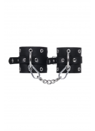 Черные кожаные однослойные наручники с люверсами - Pecado - купить с доставкой в Новосибирске