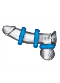 Комплект из трех голубых эрекционных колец 3-Pack Ribbed Rider Cock Ring Set - BlueLine - в Новосибирске купить с доставкой