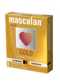 Презервативы Masculan Ultra Gold с золотым напылением и ароматом ванили - 3 шт. - Masculan - купить с доставкой в Новосибирске