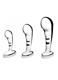 Набор из 3 стальных стимуляторов простаты Stainless Steel P-spot Training Set - b-Vibe - в Новосибирске купить с доставкой