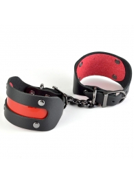 Чёрные наручники с красной вставкой «Пятница» - Sitabella - купить с доставкой в Новосибирске