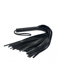 Черная многохвостовая плеть из мягкой кожи - 57 см. - БДСМ Арсенал - купить с доставкой в Новосибирске