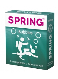 Презервативы SPRING BUBBLES с пупырышками - 3 шт. - SPRING - купить с доставкой в Новосибирске