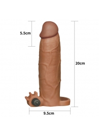 Коричневая насадка на пенис Add 3 Pleasure X Tender Vibrating Penis Sleeve с вибропулей - 20 см. - Lovetoy - в Новосибирске купить с доставкой