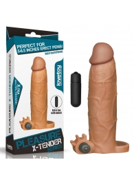 Коричневая насадка на пенис Add 3 Pleasure X Tender Vibrating Penis Sleeve с вибропулей - 20 см. - Lovetoy - в Новосибирске купить с доставкой