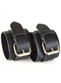 Черные кожаные наручники с пряжками IDEAL - Sitabella - купить с доставкой в Новосибирске