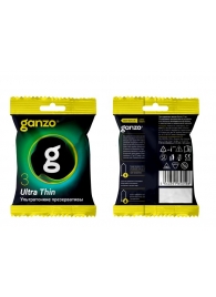 Ультратонкие презервативы Ganzo Ultra thin в мягкой упаковке - 3 шт. - Ganzo - купить с доставкой в Новосибирске
