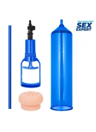 Синяя вакуумная помпа с реалистичной вставкой - Sex Expert - #SOTBIT_REGIONS_UF_V_REGION_NAME# купить с доставкой
