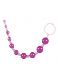 Фиолетовая анальная цепочка с ручкой-кольцом - 25 см. - Toy Joy