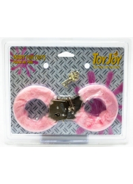 Розовые меховые наручники с ключами - Toy Joy - купить с доставкой в Новосибирске