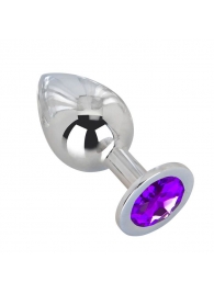 Большой плаг из стали с фиолетовым кристаллом Violet Dream - 9,5 см. - Erotic Fantasy - купить с доставкой в Новосибирске
