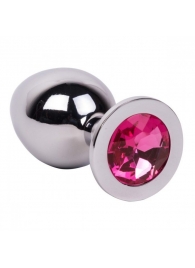 Большой стальной плаг с розовым кристаллом Pink Bubble Gum - 9,5 см. - Erotic Fantasy - купить с доставкой в Новосибирске