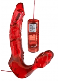 Безремневой вагинальный страпон с вибратором Bend Over Boyfriend Red - 21 см. - Toy Joy - купить с доставкой в Новосибирске