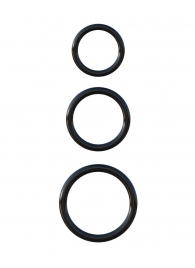 Набор из трех черных эрекционных колец Silicone 3-Ring Stamina Set - Pipedream - в Новосибирске купить с доставкой