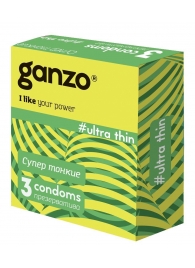 Ультратонкие презервативы Ganzo Ultra thin - 3 шт. - Ganzo - купить с доставкой в Новосибирске