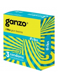 Презервативы с ребристой структурой Ganzo Ribs - 3 шт. - Ganzo - купить с доставкой в Новосибирске
