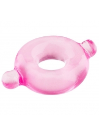 Розовое эрекционное кольцо с ушками для удобства надевания BASICX TPR COCKRING PINK - Dream Toys - в Новосибирске купить с доставкой