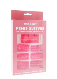 Набор из 7 розовых насадок на пенис ONE-A-DAY PENIS SLEEVES PINK - Seven Creations - в Новосибирске купить с доставкой