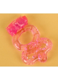 Розовое эрекционное кольцо с вибратором и подхватом - Toyfa Basic - в Новосибирске купить с доставкой