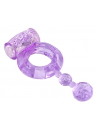Фиолетовое эрекционное кольцо с вибратором - Toyfa Basic - в Новосибирске купить с доставкой