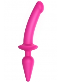 Ярко-розовый двусторонний фаллоимитатор Switch Plug-In Semi-Realistic Size L - Strap-on-me купить с доставкой в интернет-магазине Orgasmix в Новосибирске Ярко-розовый двусторонний фаллоимитатор Switch Plug-In Semi-Realistic Size L - Strap-on-me