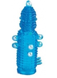 Голубая эластичная насадка на пенис с жемчужинами, точками и шипами Pearl Stimulator - 11,5 см. - Tonga - в Новосибирске купить с доставкой