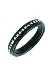 Чёрное эрекционное кольцо со стразами MAGIC DIAMOND - NMC - купить с доставкой в Новосибирске