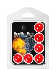 Набор из 6 шариков с массажным маслом Brazilian Balls с охлаждающим и разогревающим эффектом - Secret Play - купить с доставкой в Новосибирске