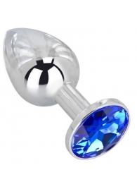 Анальное украшение BUTT PLUG  Small с синим кристаллом - 7 см. - Anal Jewelry Plug - купить с доставкой в Новосибирске