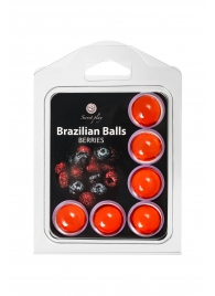 Набор из 6 шариков с массажным маслом Brazilian Balls с ароматом ягод - Secret Play - купить с доставкой в Новосибирске