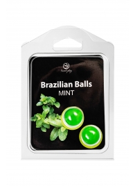 Набор из 2 шариков с массажным маслом Brazilian Balls с ароматом мяты - Secret Play - купить с доставкой в Новосибирске