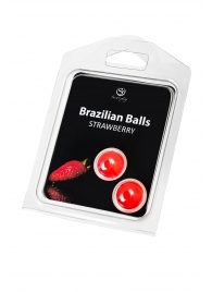 Набор из 2 шариков с массажным маслом Brazilian Balls с ароматом клубники - Secret Play - купить с доставкой в Новосибирске