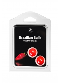 Набор из 2 шариков с массажным маслом Brazilian Balls с ароматом клубники - Secret Play - купить с доставкой в Новосибирске