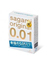 Увлажнённые презервативы Sagami Original 0.01 Extra Lub - 2 шт. - Sagami - купить с доставкой в Новосибирске