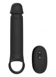 Черная насадка-удлинитель с вибрацией Vibrating Extender With Remote - Dream Toys - в Новосибирске купить с доставкой