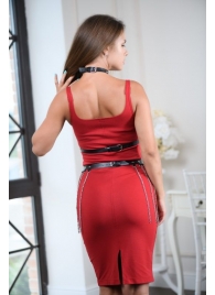 Черно-серебристая портупея-юбка plus size с цепочками - БДСМ Арсенал - купить с доставкой в Новосибирске