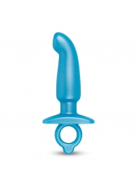 Голубая анальная пробка для массажа простаты Hither Silicone Prostate Plug - 14,3 см. - b-Vibe - в Новосибирске купить с доставкой