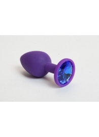 Фиолетовая силиконовая пробка с синим стразом - 7,1 см. - 4sexdreaM - купить с доставкой в Новосибирске