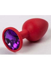 Красная силиконовая пробка с фиолетовым кристаллом - 7,1 см. - 4sexdreaM - купить с доставкой в Новосибирске