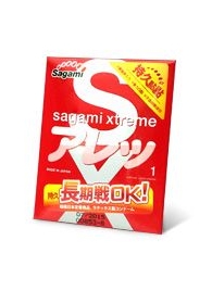 Утолщенный презерватив Sagami Xtreme FEEL LONG с точками - 1 шт. - Sagami - купить с доставкой в Новосибирске