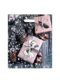 Новогодний пакет с принтом в виде подарков и вырубной ручкой (45х38 см) - Сима-Ленд - купить с доставкой в Новосибирске