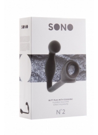 Чёрная анальная пробка с эрекционным кольцом SONO №2 - 11,4 см. - Shots Media BV - в Новосибирске купить с доставкой