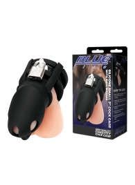 Черная клетка для пениса Silicone Small 2 in Cock Cage With Ball Divider - BlueLine - купить с доставкой в Новосибирске