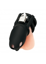 Черная клетка для пениса Silicone Small 2 in Cock Cage With Ball Divider - BlueLine - купить с доставкой в Новосибирске