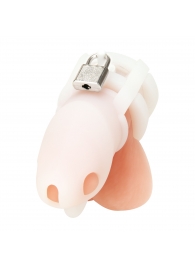 Белая клетка для пениса Silicone Small 2 in Cock Cage With Ball Divider - BlueLine - купить с доставкой в Новосибирске